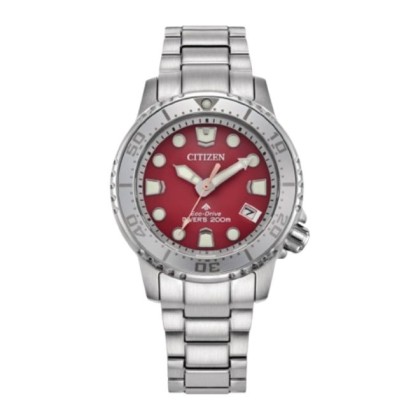 Citizen PROMASTER EO2027-50Z 36.5mm Red Dial Date Display Stainless Steel Analog Women Watch